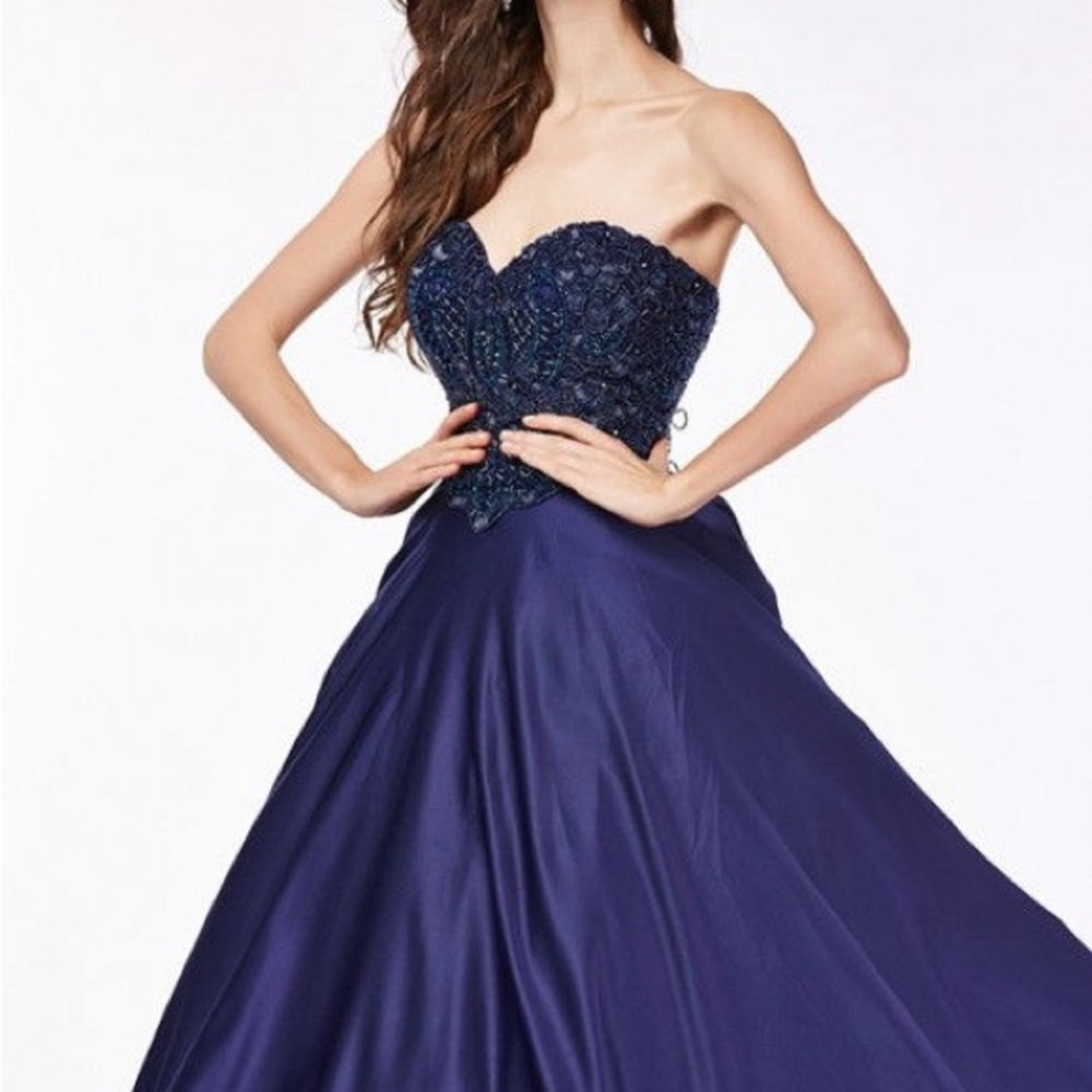 Angela & Alison Royal Purple Sequin Embellished Prom Gown
